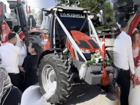 Osmaniyede traktor gelin arabasi oldu p18YyAvW